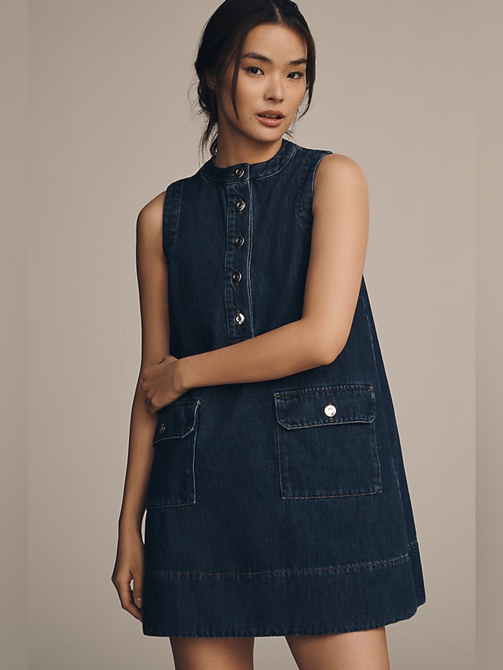 Anthropologie ALIGNE Luella Denim Shift Dress Women’s 12 - 100% cotton - Picture 2 of 11